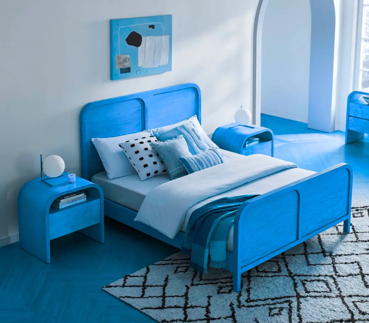 Queen Bed Blue